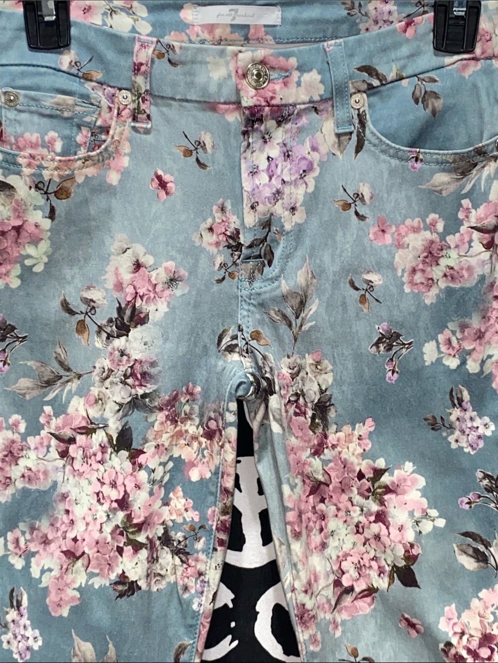 7 For All Mankind Floral Skinny Jeans - Blue/Pink/White/Green SZ 28 - Picture 2 of 10
